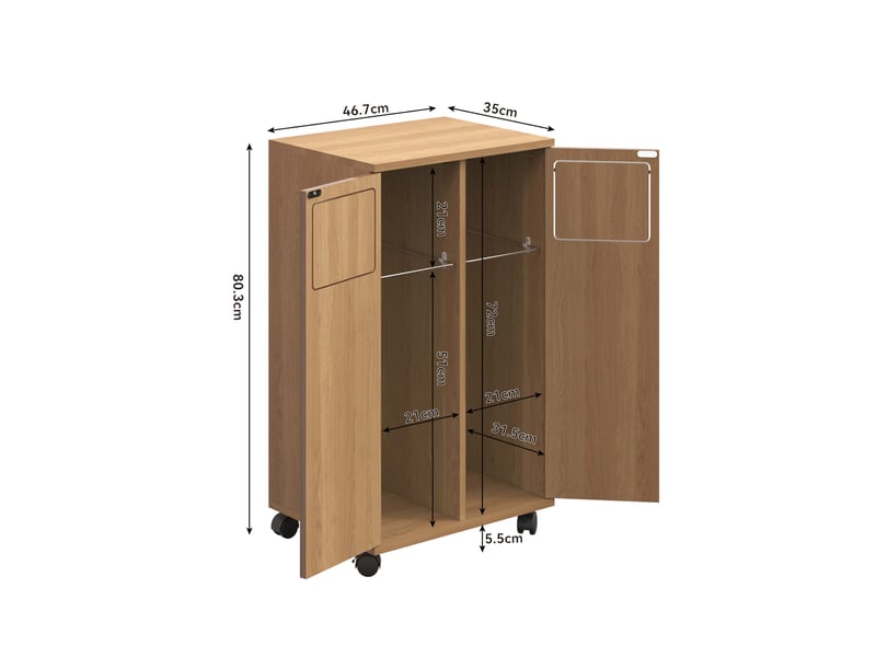 Meuble de tri des déchets 46,7x35x80,3 cm à 2 compartiments mdf naturel - Conforama C