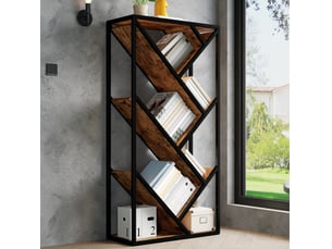 Étagère bibliothèque 80 x 35 x 160 cm – noir et marron vintage – 8 niveaux en forme d'arbre