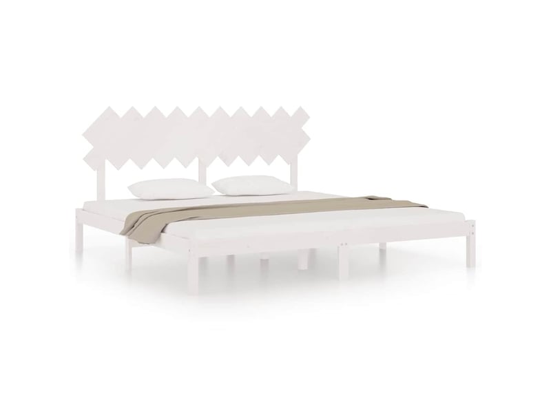 Lit double- lit adulte - cadre de lit sans matelas blanc 200x200 cm bois massif - Conforama A