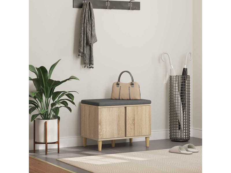  Banc d'entrée, banc interieur avec coussin chêne sonoma 60x38x46 cm shl16061  - Conforama B
