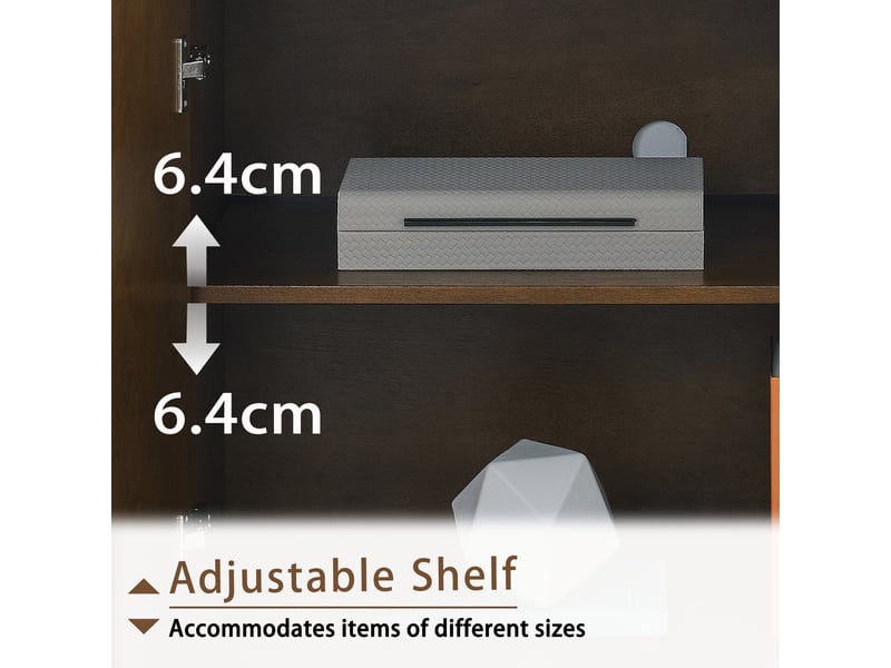 Buffet bas vintage 80x40x80 cm,façades rainurées,étagères réglables,mdf,pieds en bois massif,finition effet bois - Conforama D