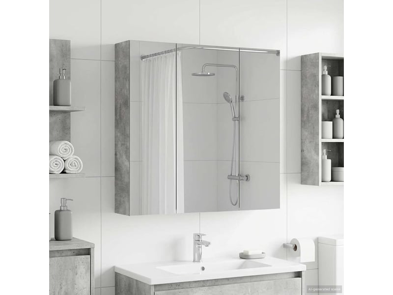  Armoire miroir salle de bain, meuble de rangement gris béton 70x14.5x70 cm shl2922  - Conforama B