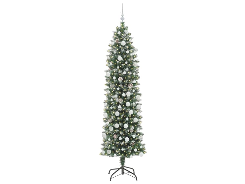  Sapin de noël, arbre de noël artificiel slim vert et blanc 210 cm shl6197  - Conforama C