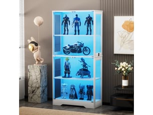 Vitrine coloris blanc 4 étagère(s) - 80 cmx165 cm