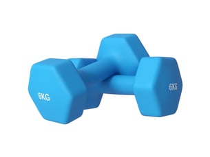 Lot de 2 haltères hexagonales 2 x 6 kg en métal et plastique avec poignée antidérapante, 22 x 10 x 10 cm, bleues