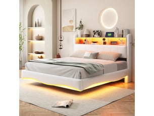 Lit avec rangement 160x200 cm <strong></strong> <strong>Fay Lum</strong> coloris beige