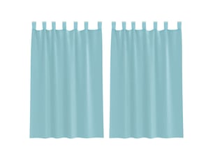 Lot de 2 rideaux en voile, voilages avec boucles turquoise 140x175 cm cf44332
