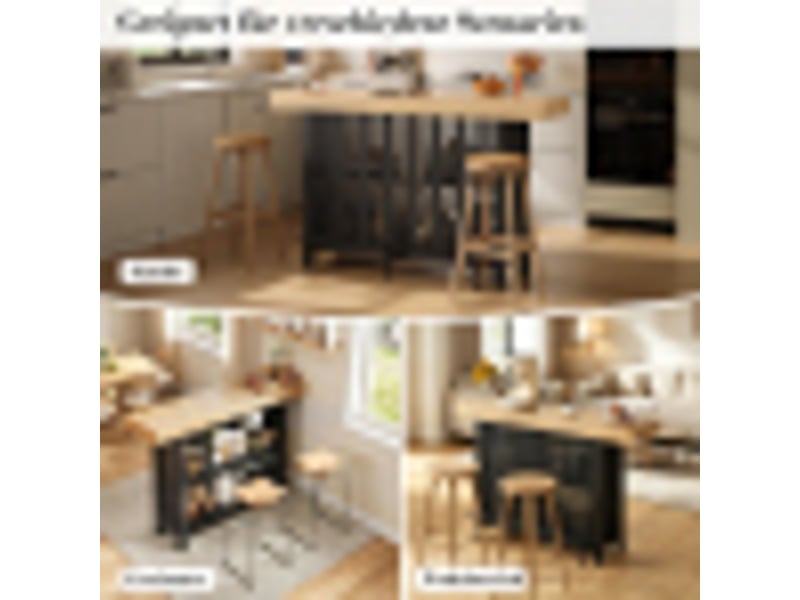  Table de bar noir en mdf, repose-pieds, étagère 2 niveaux, structure compacte, pour cuisine et séjour, 160 × 40 × 105 cm  - Conforama E