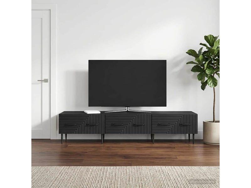  Meuble tv - banc tv - meuble de rangement avec tiroir noir 147 x 34,5 x 30 cm bois d'ingénierie  - Conforama D