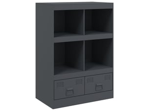 Buffet haut - bahut - meuble de rangement anthracite 67x39x95 cm acier