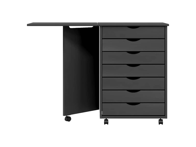  Armoire de rangement roulante avec bureau moss gris bois de pin solide  - Conforama E