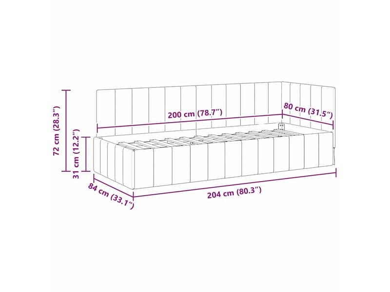  Lit adulte, lit simple, cadre de lit d'angle jaune 80cmx200cm velours cf7211  - Conforama E