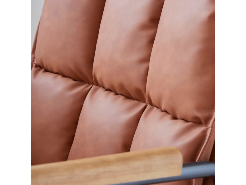  Fauteuil de bureau ergonomique en cuir marron avec accoudoirs en chêne, pivotant et réglable  - Conforama R