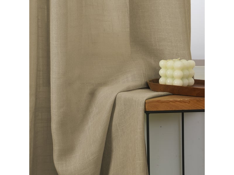  Rideau ajustable 140 x 270 cm + 8 anneaux pinces effet lin evasion taupe CP-EVASION-TAUPE - Conforama D