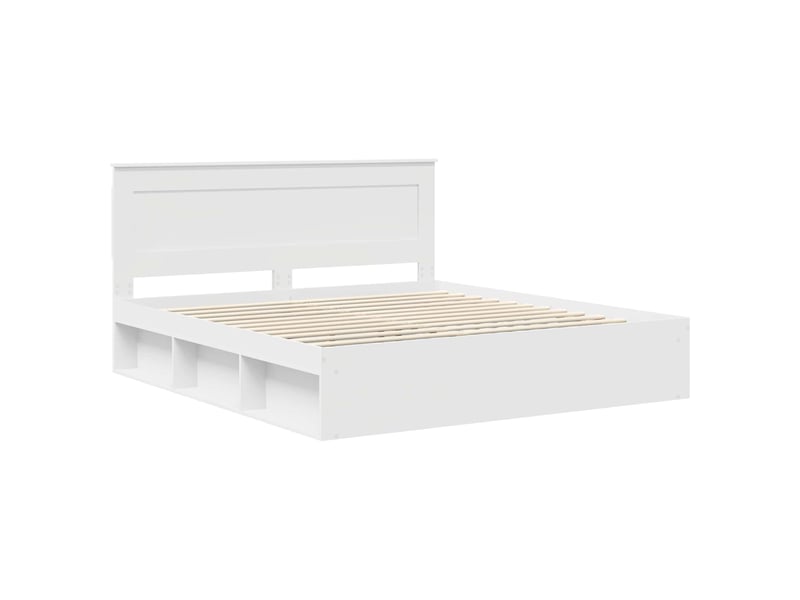 Lit adulte ; lit double ; cadre de lit avec tête de lit blanc 200x200 cm pin massif - Conforama E