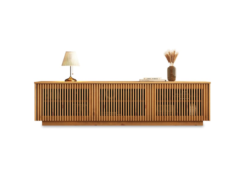  Meuble tv ole l 175 cm 3 portes en bois massif - coloris chêne  - Conforama A