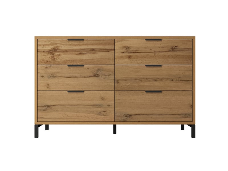 Buffet industriel chêne foncé 120 × 40 × 76 cm, 6 tiroirs IKSETERA TRADING LTD - Conforama W