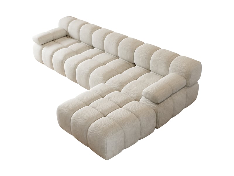 Canapé d'angle en l 300 cm, sans montage, mousse compressée, pour salon, chambre et appartement, blanc - Conforama A