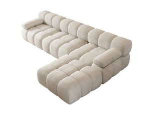 Canapé d'angle en l 300 cm, sans montage, mousse compressée, pour salon, chambre et appartement, blanc