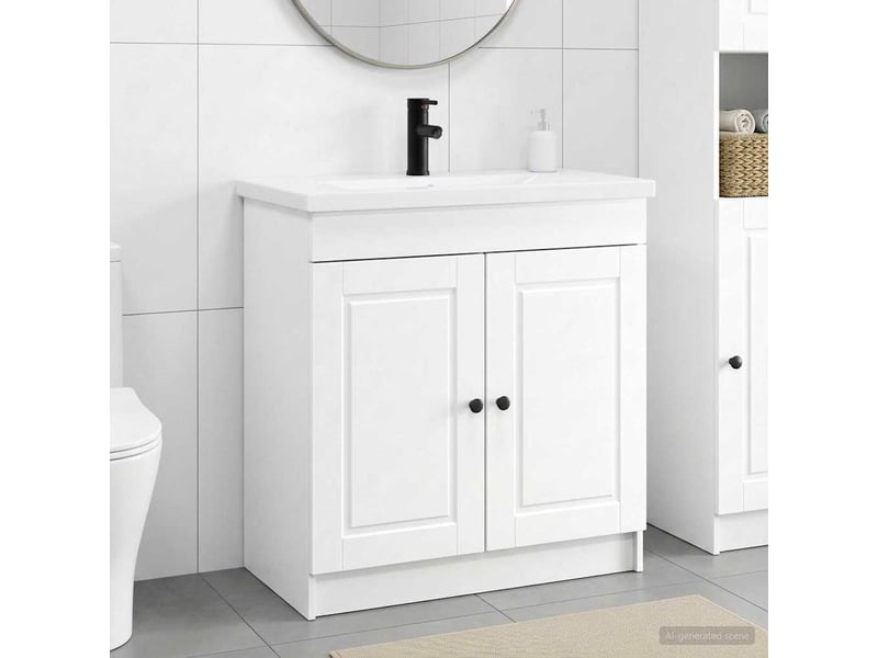 Ensemble de mobilier de salle de bain blanc 56x37.5x81 cm shl5387 - Conforama B