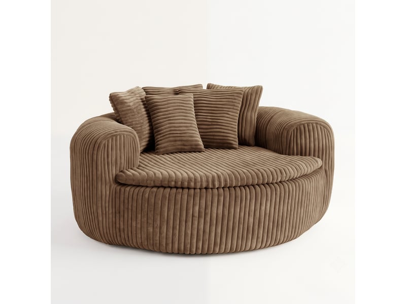 Pouf lounge côtelé en velours côtelé camel avec assise profonde et 5 coussins pour... IKSETERA TRADING LTD - Conforama A