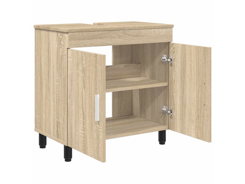  Unité de vanité de salle de bain, meuble de rangement chêne sonoma 60x35x60 cm shl6809  - Conforama D