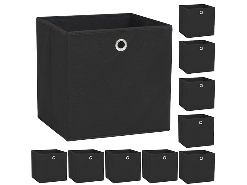  Boîte de rangement 10 pcs tissu non-tissé 32x32x32 cm noir  - Conforama B
