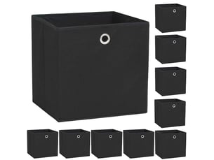 Boîte de rangement 10 pcs tissu non-tissé 32x32x32 cm noir