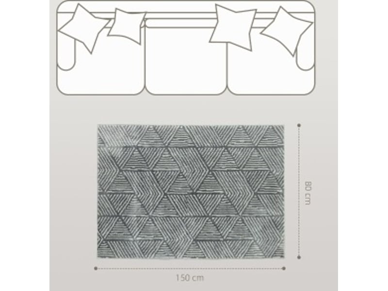  Tapis de salon lavable à motif géométrique, adapté au chauffage au sol en polypropylène gris foncé 150 × 80 cm  - Conforama C