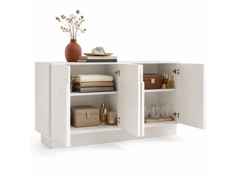 Buffet bas 4 portes blanc mat en mdf - 160 x 38 x 80 cm - Conforama A