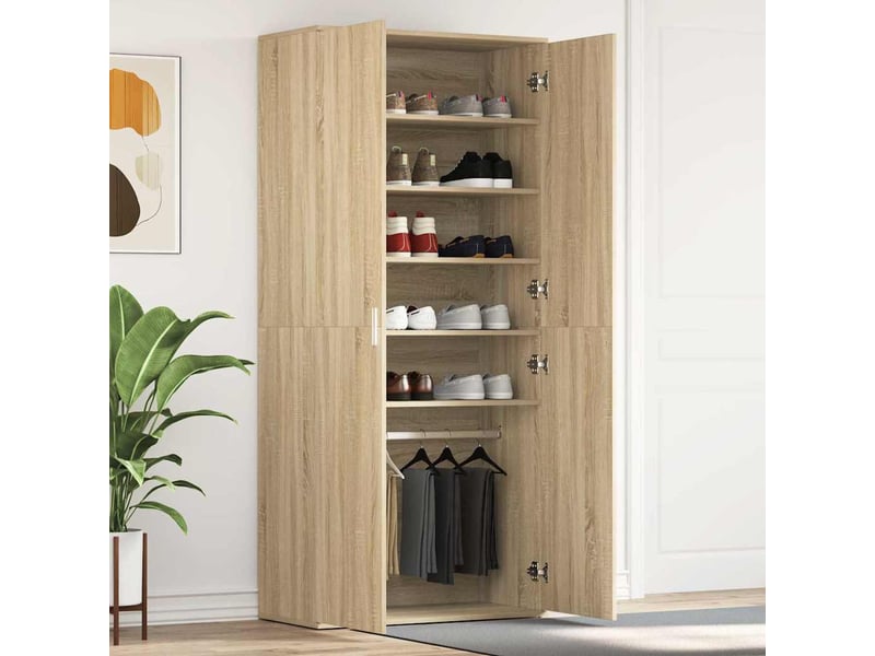 Meuble à chaussure, cabinet à chaussures 80x39x178 cm bois d'ingénierie shl2448 - Conforama B