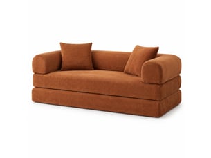 Canapé convertible 2 places modulable avec fonction couchage - sans montage, velours terracotta