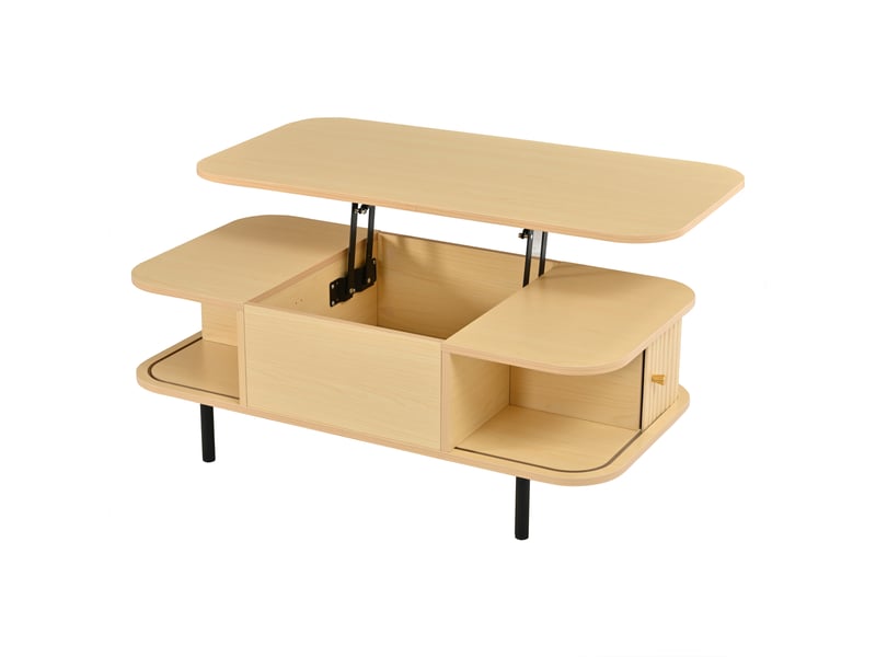  Table basse relevable rectangulaire  bois clair - 51x101 cm mdf table basse bois clair - Conforama E