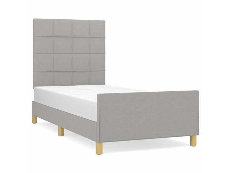  Lit simple- lit adulte -  cadre de lit sans matelas gris clair 100x200 cm tissu  - Conforama A