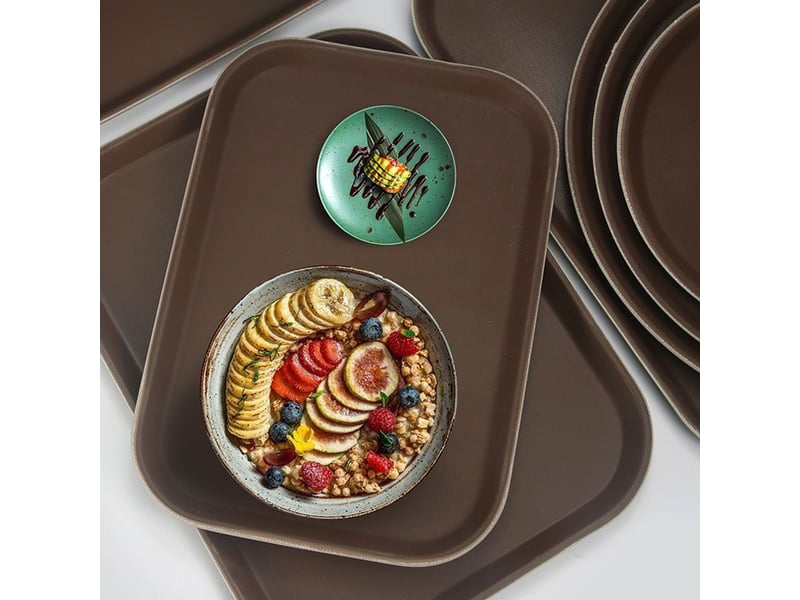 Plateau alimentaire antidérapant en acier, rectangulaire, 40 x 30 cm - Conforama D