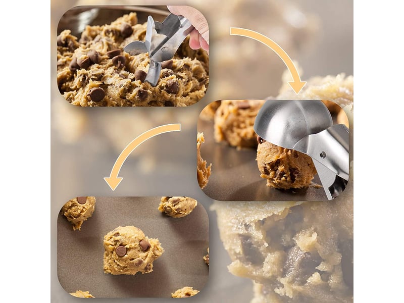  Cuillère à glace en acier inoxydable cuillère scooper avec déclencheur pour crème glacée fruits pâte à biscuits boule de glace  - Conforama C