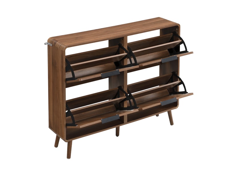  Meuble à chaussures moderne en bois foncé, style nordique, rangement double niveau pour 18 à 24 paires  - Conforama D