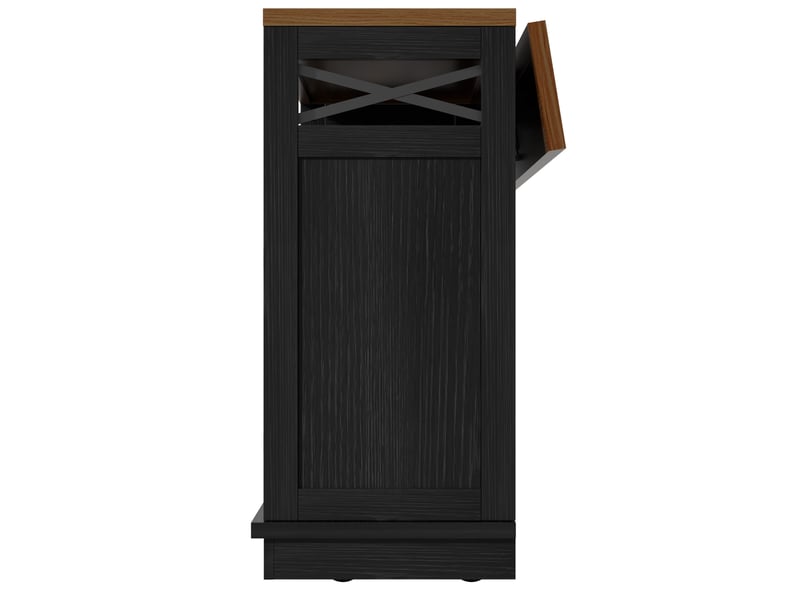 Îlot de cuisine 118x43x98 cm plateau rabattable métal mdf noir - Conforama D