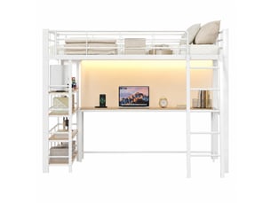 Lit mezzanine 140x200 cm <strong>OKMYHOME</strong>  <strong></strong> coloris blanc