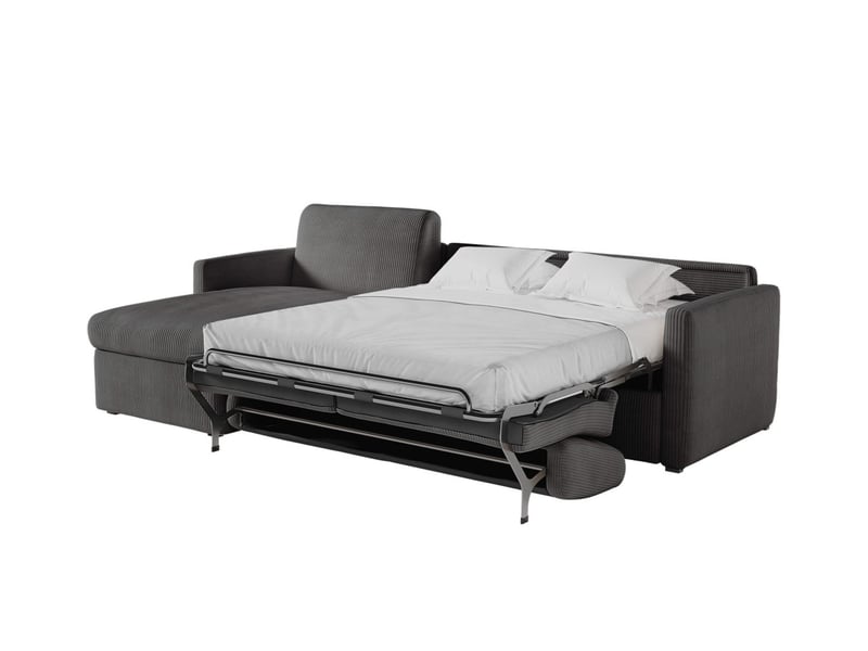  Alice - canapé d'angle réversible convertible système couchage express 4 places en velours côtelé  - Conforama B