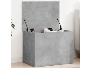 Boîte de rangement, coffre de rangement gris béton 60x42x46 cm bois d'ingénierie