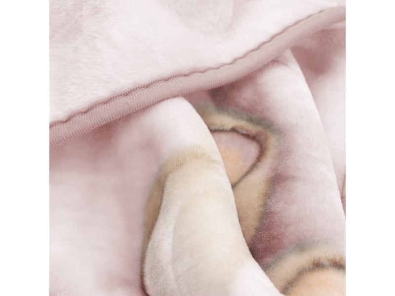  Couverture bébé interbaby 110 x 140 cm maille raschel - rose, motif ourson, lune et étoiles 00996-02 - Conforama E