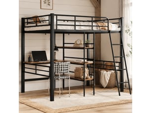 Lit mezzanine 90x200 cm <strong></strong>  <strong></strong> coloris noir