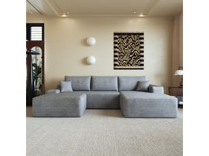 Canapé d’angle 4 places 270 × 175 × 83 cm avec méridienne et pouf