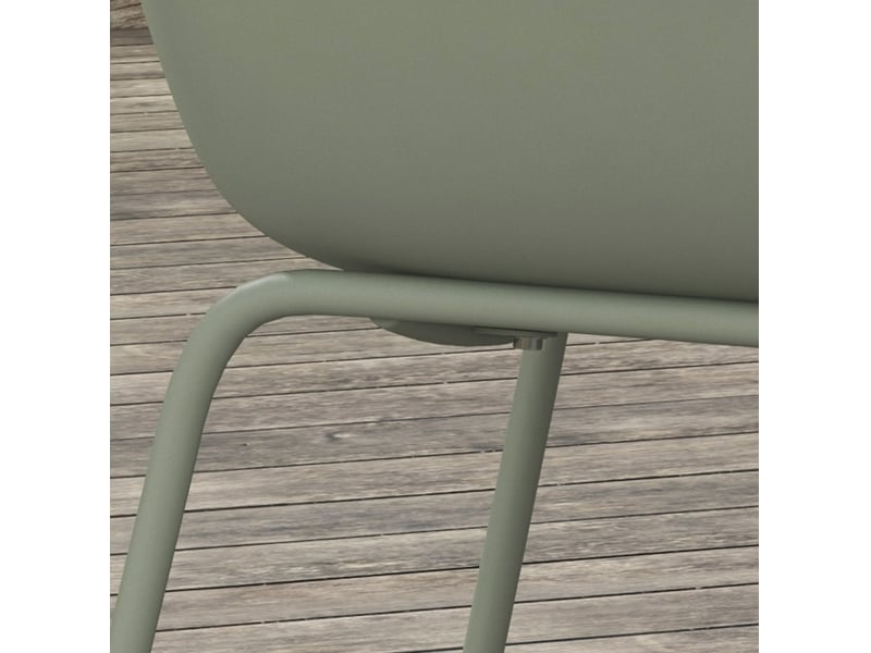 Lot de 4 chaises de jardin vertes avec accoudoirs, dossier haut et structure en métal, résistantes aux intempéries - Conforama D