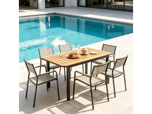Table de jardin moderne, table extérieure polyvalente, repas en plein air, design élégant et spacieux