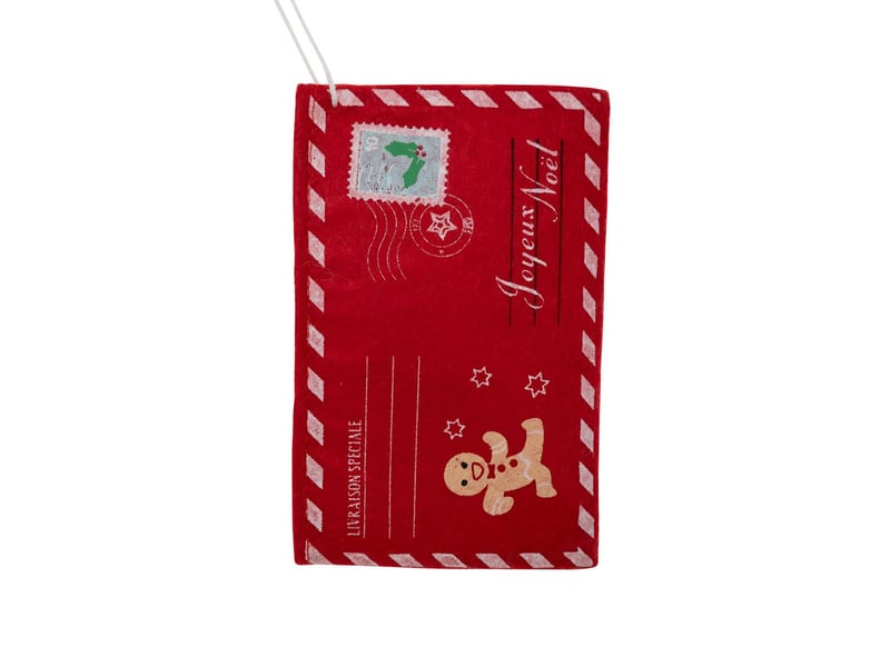  Lot de 10 sujets enveloppe feutrine h.25cm rouge et blanc  - Conforama D