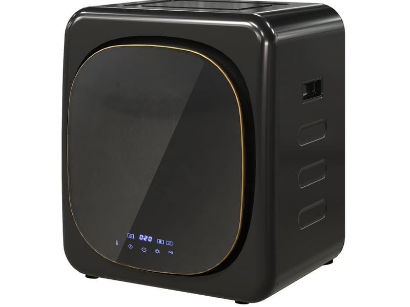 Mini sèche-linge 48 x 40 x 56 cm noir en acier inoxydable, 6 programmes, capacité 4 kg, pose libre ou murale - Conforama A