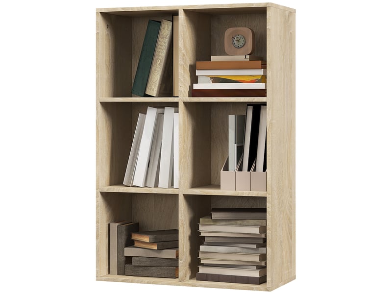  Bibliothèque moderne en bois à 6 cubes, 65,5 x 30 x 97,5 cm, coloris chêne  - Conforama B