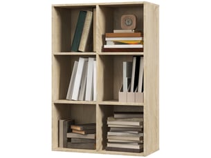 Bibliothèque moderne en bois à 6 cubes, 65,5 x 30 x 97,5 cm, coloris chêne